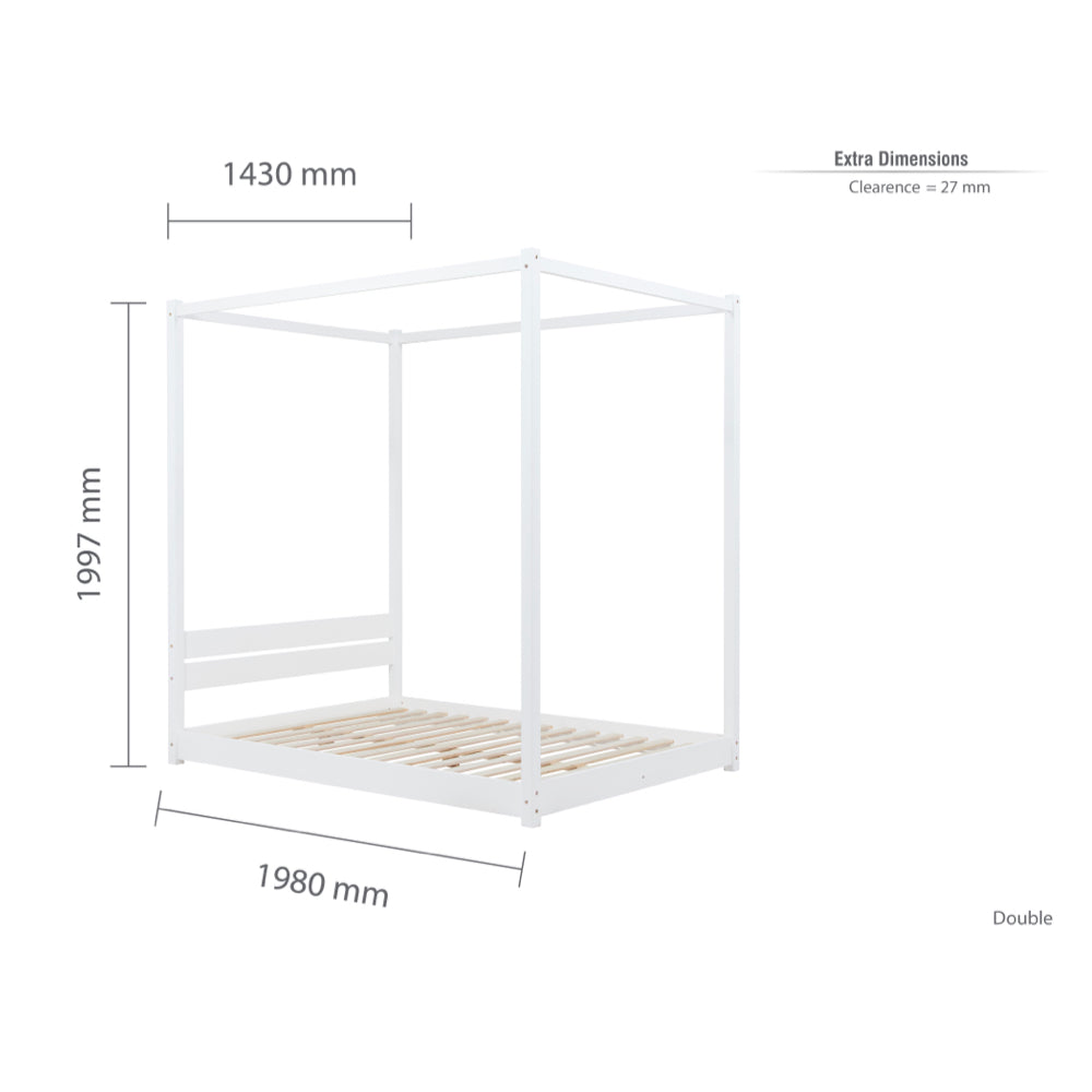 Birlea Darwin 4ft 6in Double Four Poster Bed Frame, White