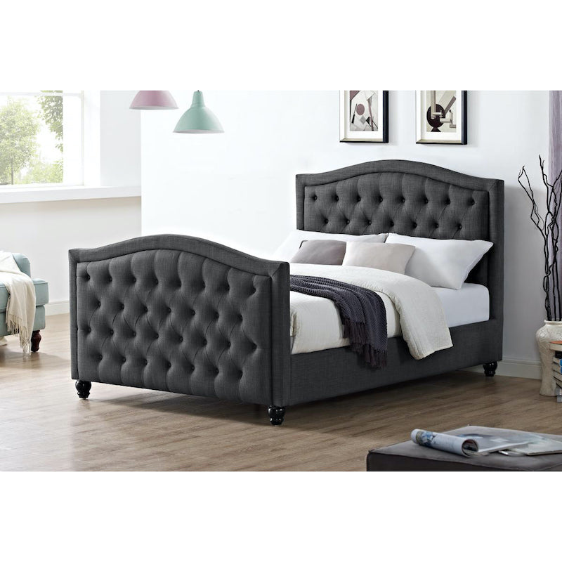 Heartlands Furniture Daytona Linen Fabric King Size Bed Grey