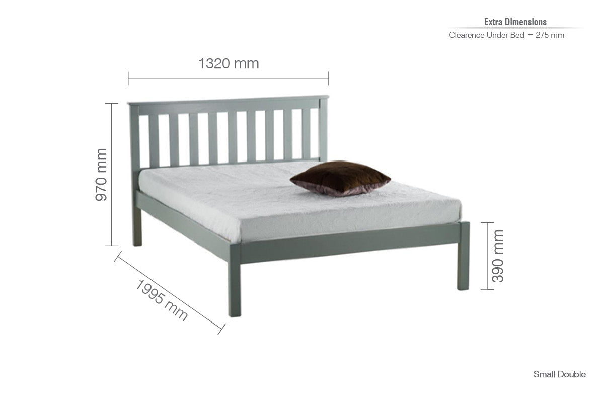 Birlea Denver Low End 4ft Small Double Bed Frame, Grey