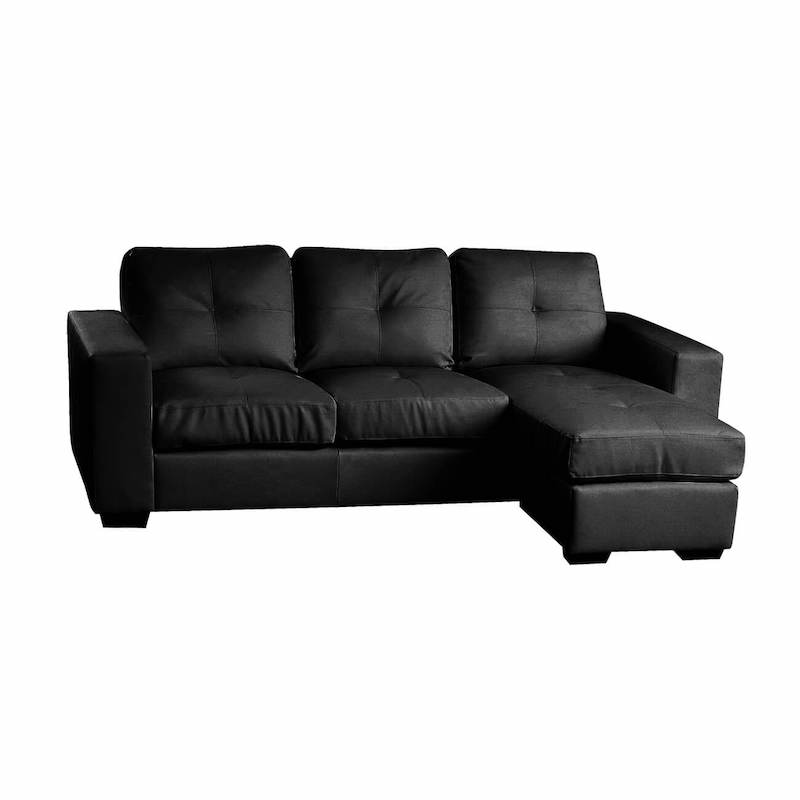 Heartlands Furniture Diego Chaise Sofa Full Bonded Leather Black