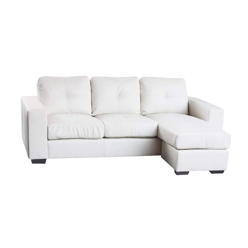 Heartlands Furniture Diego Chaise Sofa Full Bonded Leather White