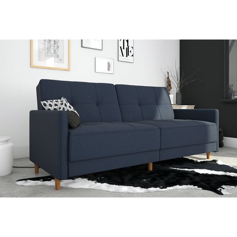 Dorel Andora Sprung Seat Sofa Bed, Linen Navy Blue