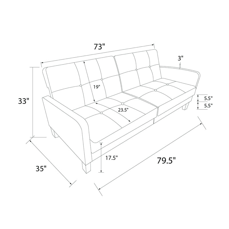Dorel Boston Sofa Bed Linen, Grey