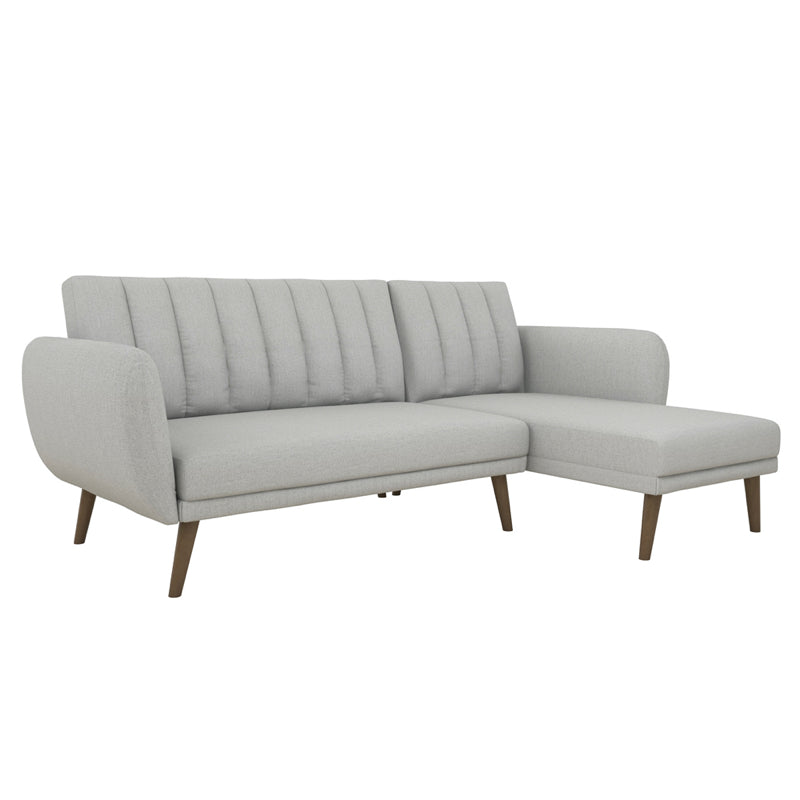 Dorel Brittany Sectional Sofa Bed, Light Grey Linen