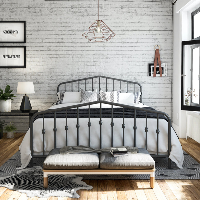 Dorel Bushwick 4ft 6in Double Metal Bed Frame, Grey
