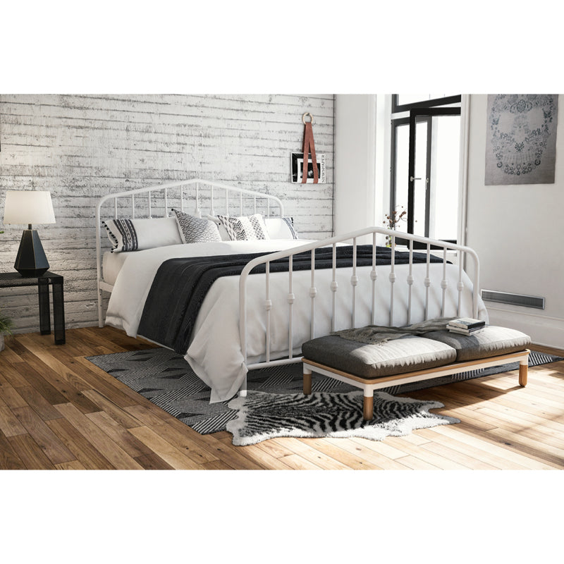 Dorel Bushwick 5ft King Size Metal Bed Frame, White