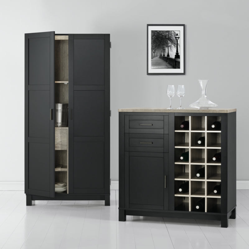 Dorel Carver Bar Cabinet, Black & Weathered Oak