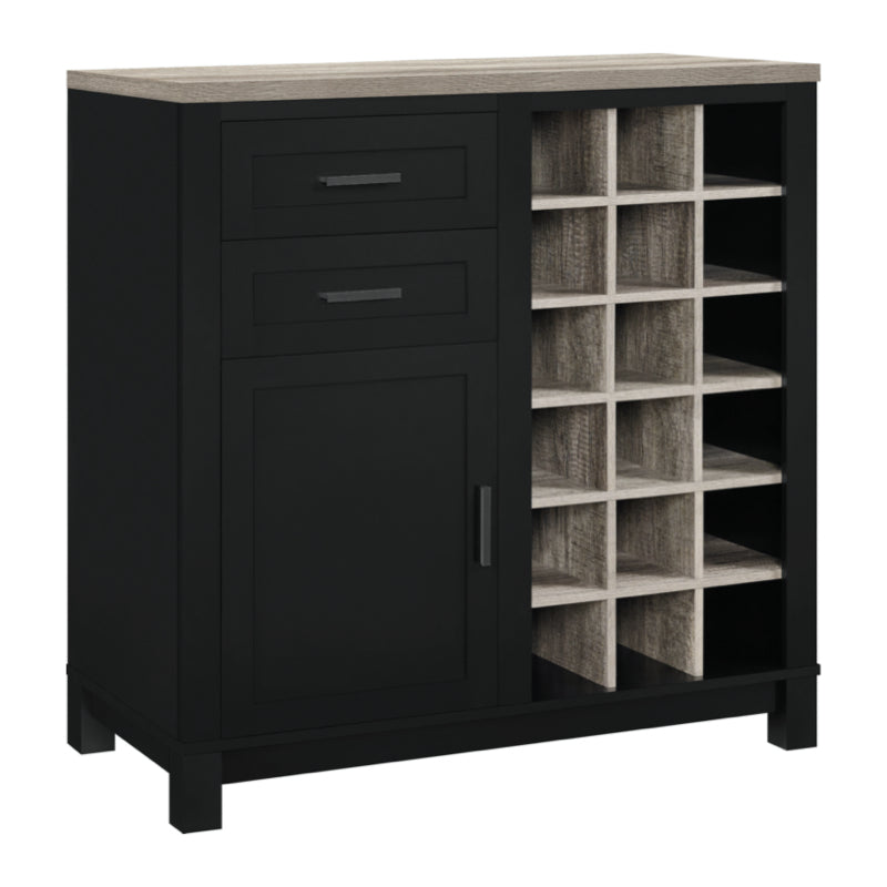 Dorel Carver Bar Cabinet, Black & Weathered Oak