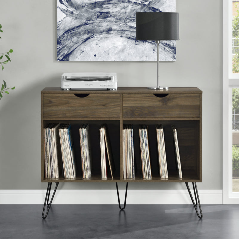 Dorel Concord Turntable Stand with Drawers, Walnut