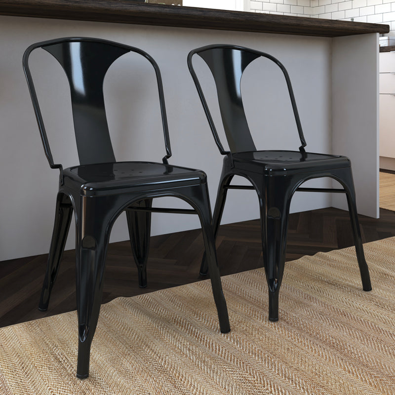Dorel Finn Metal Dining Chair, Black
