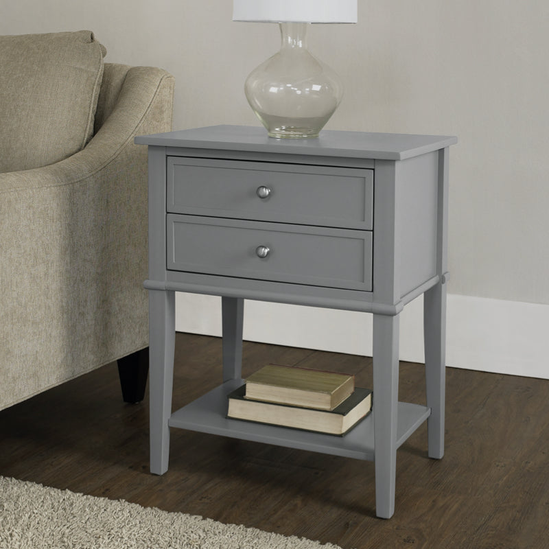 Dorel Franklin Accent Table with 2 Drawers, Grey