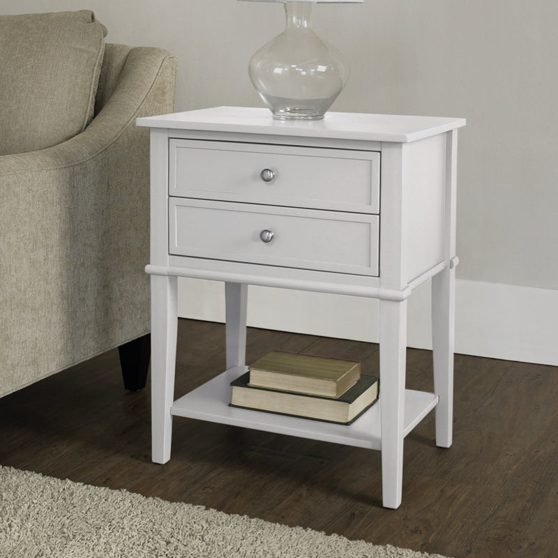 Dorel Franklin Accent Table with 2 Drawers, White
