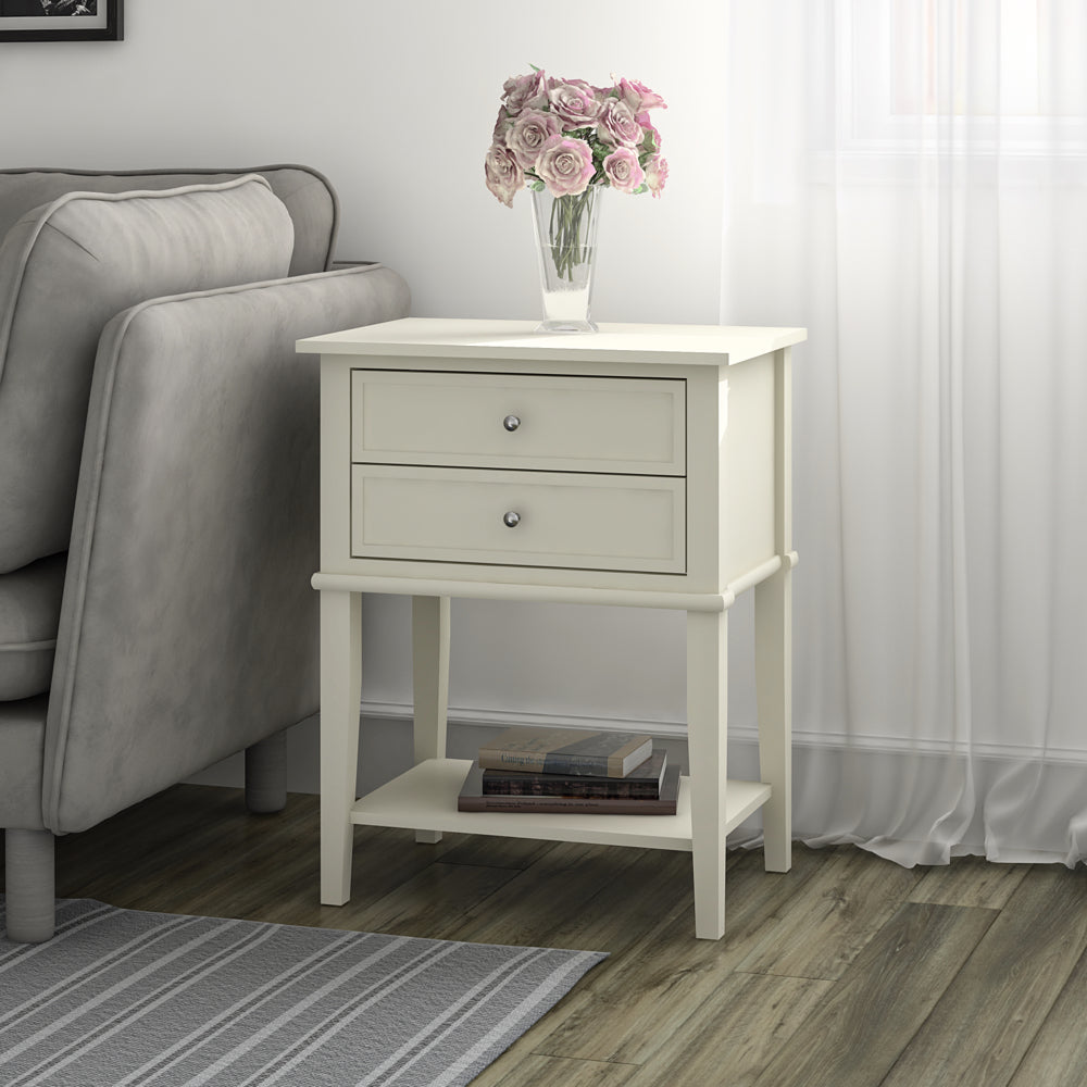 Dorel Franklin Accent Table with 2 Drawers, White