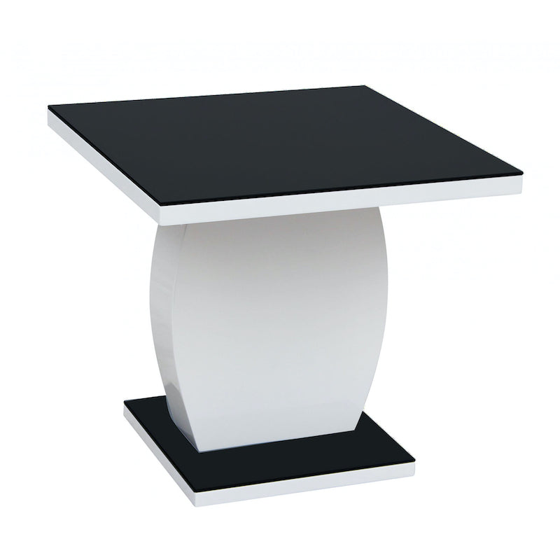 Heartlands Furniture Edenhall Black Glass Lamp Table Black & White HG
