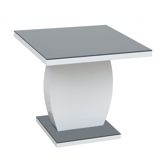 Heartlands Furniture Edenhall Grey Glass Lamp Table Grey & White HG