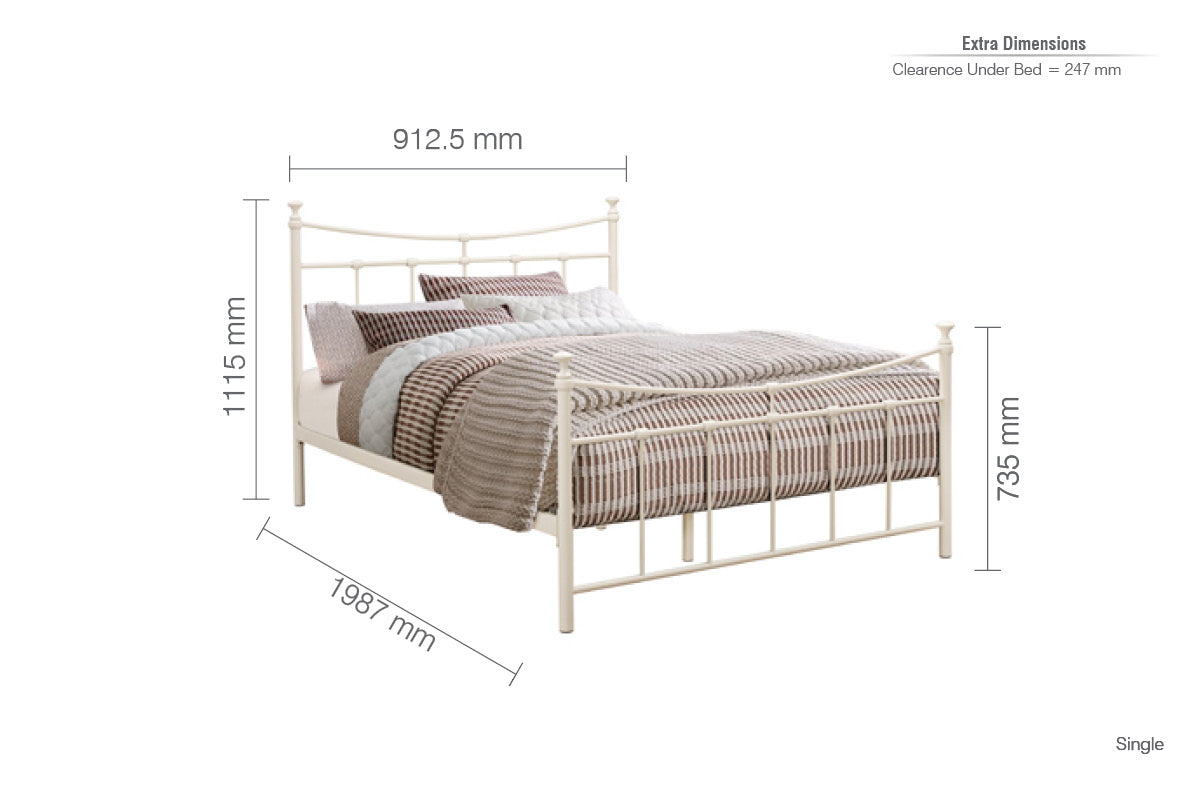 Birlea Emily 3ft Single Bed Frame, Cream
