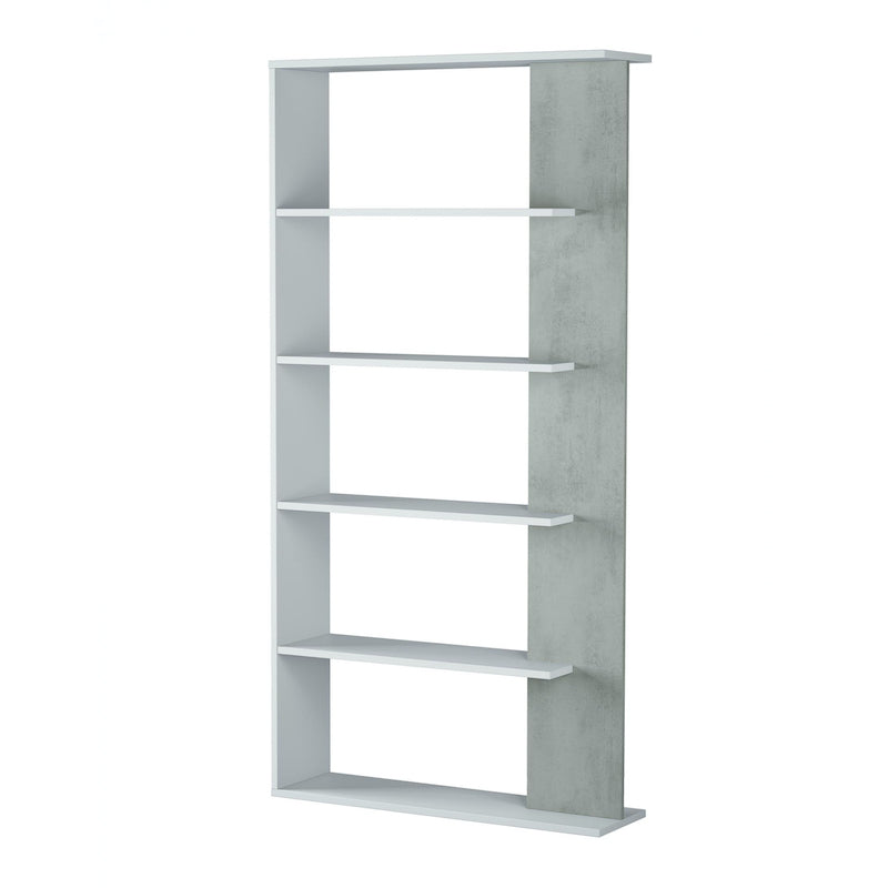 Heartlands Furniture Epping Bookcase Table 5 Shelves White & Concrete