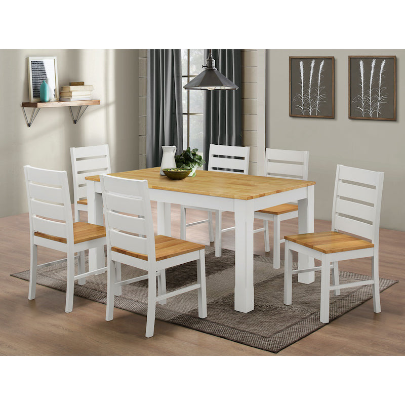 Heartlands Furniture Fairmont White Dining Set with 6 Chairs Natural & White