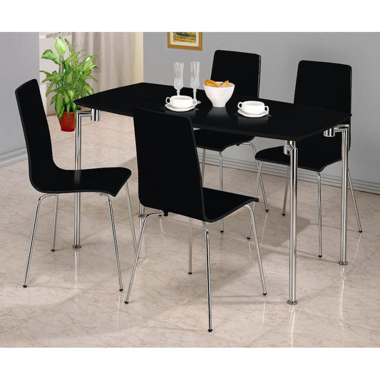 Heartlands Furniture Fiji High Gloss Black Rectangle Dining Set with 4 Chairs