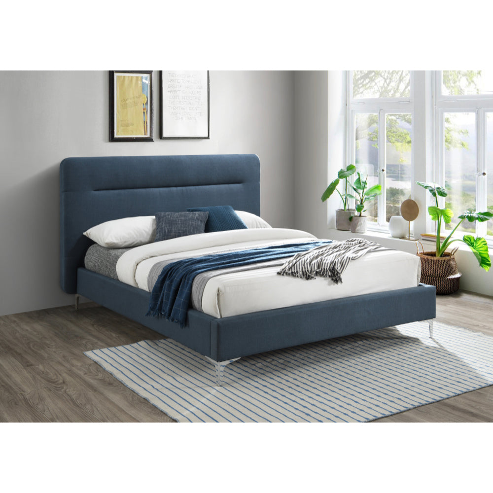 Birlea Finn 5ft King Size Fabric Bed Frame, Steel Blue