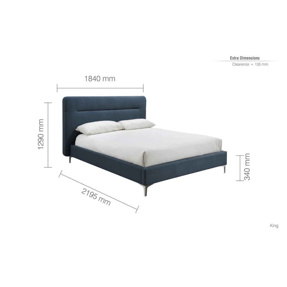 Birlea Finn 5ft King Size Fabric Bed Frame, Steel Blue