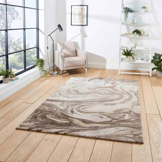 Think Rugs Florence 50031 Beige & Gold Rug