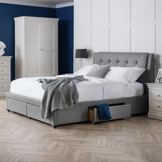 Julian Bowen, Fullerton 5ft King Size Bed Frame With 4 Drawer, Grey