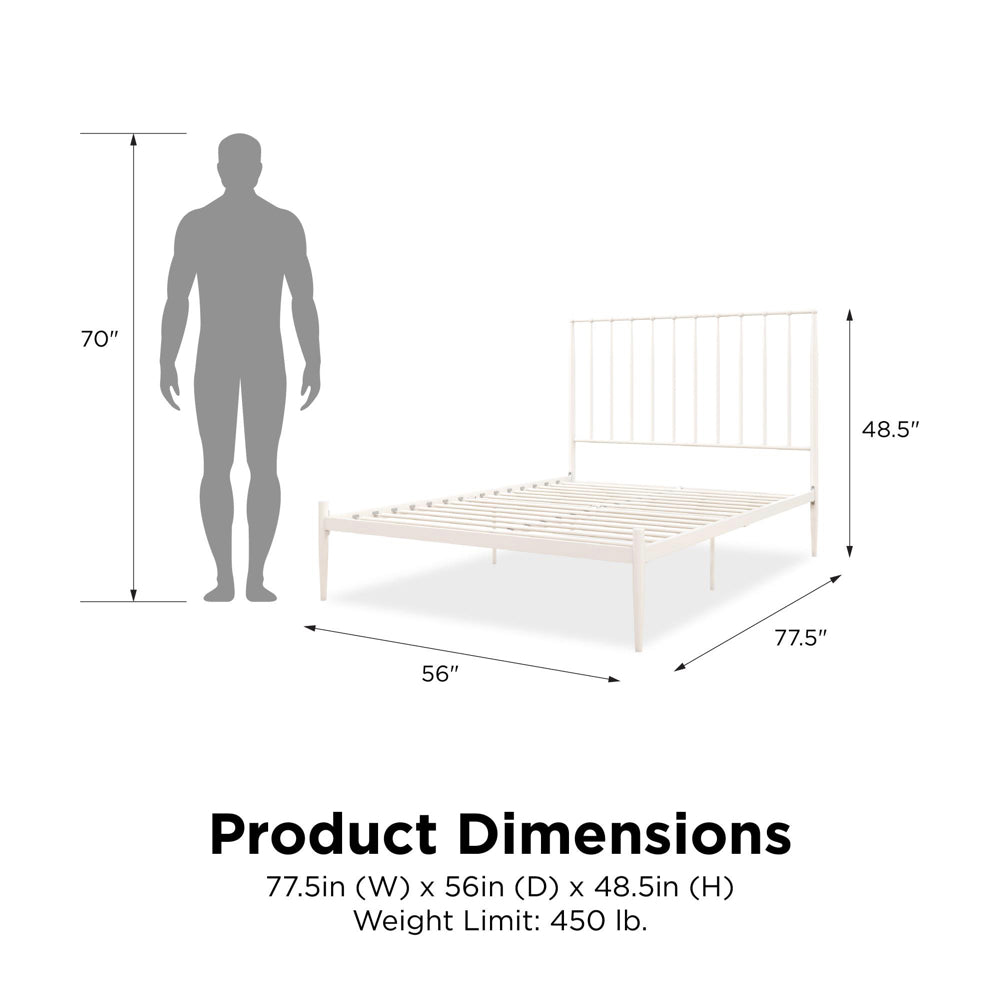 Dorel Home, Giulia 4ft 6in Double Metal Bed Frame, White