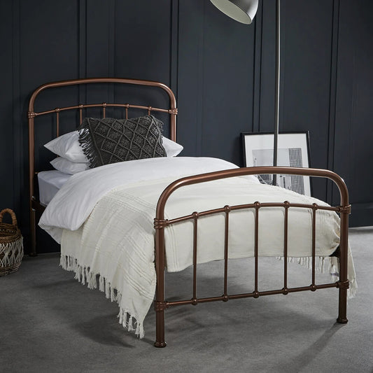LPD Furniture Halston 3ft Single Bed Frame, Copper