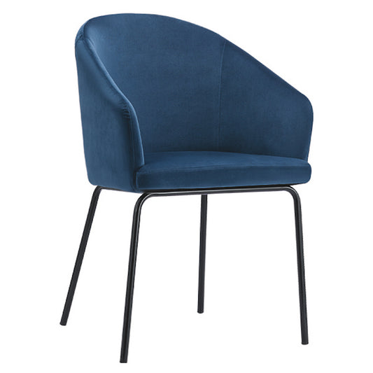 Heartlands Furniture Hamburg Velvet Dining Chair Blue with Black Legs (Pack of 2)