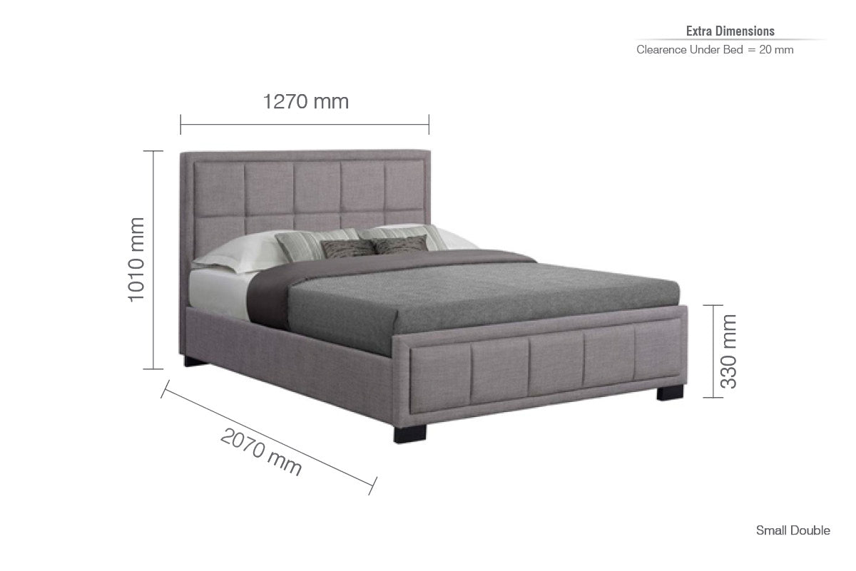 Birlea Hannover Fabric 4ft Small Double Bed Frame, Grey