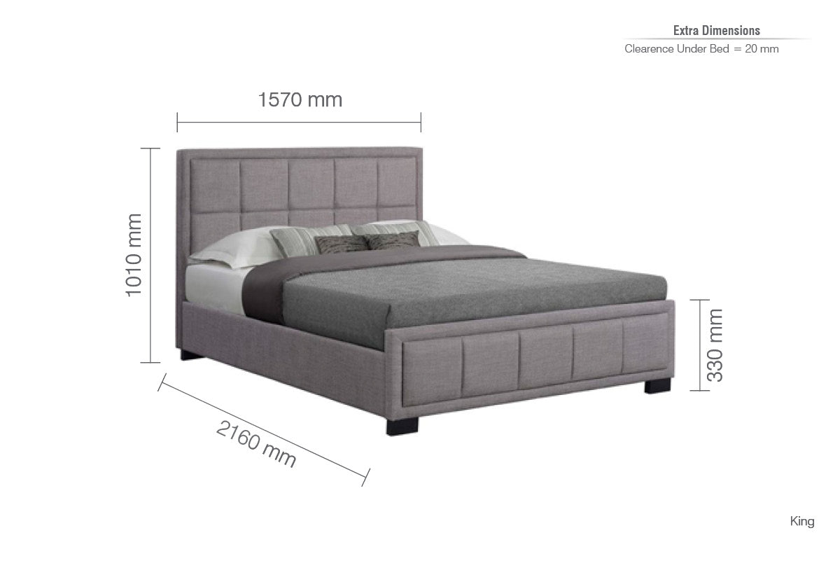 Birlea Hannover Fabric 5ft Kingsize Bed Frame, Grey