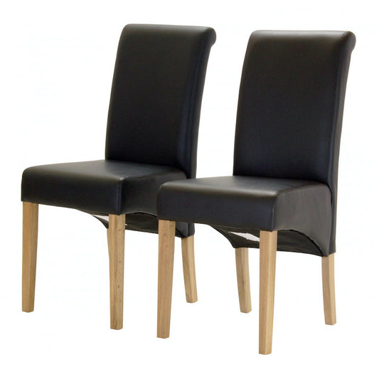 Heartlands Furniture Havana PU Chair with Oak Legs Brown (Pack of 2)