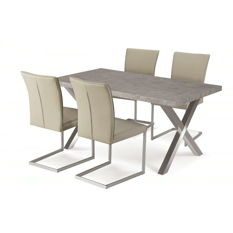 Heartlands Furniture Helix Dining Table Stone & Brushed Stainless Steel