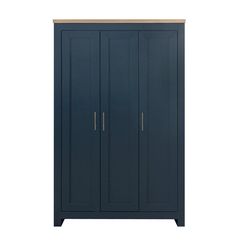 Birlea Highgate 3 Door Wardrobe, Navy Blue & Oak