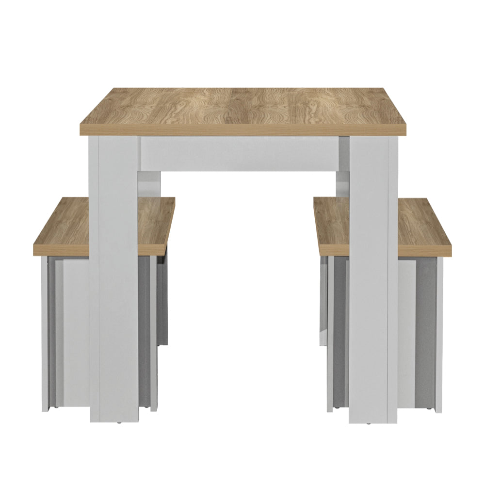 Birlea Highgate Dining Table & Bench Set, Grey & Oak