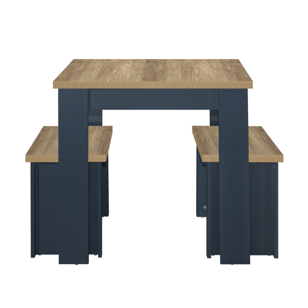Birlea Highgate Dining Table & Bench Set, Navy Blue & Oak