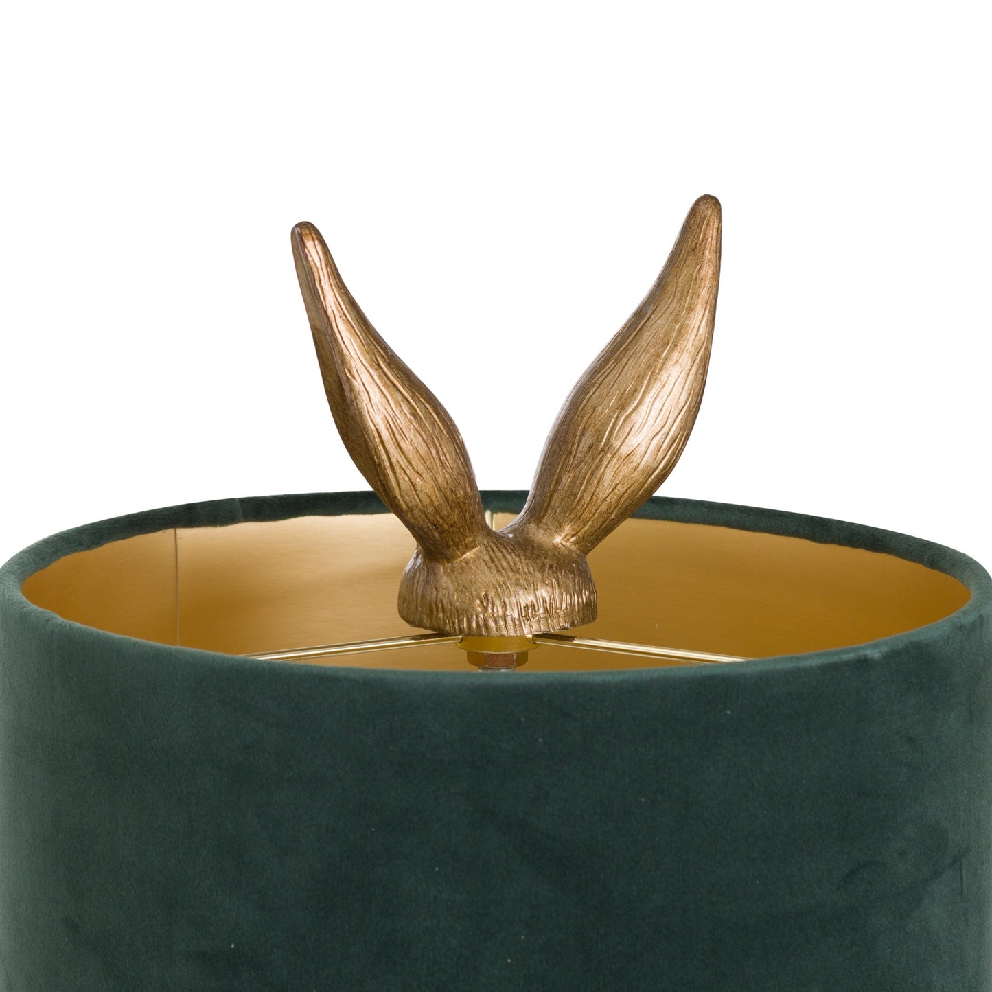 Hill Interiors Antique Gold Hare Table Lamp With Green Velvet Shade