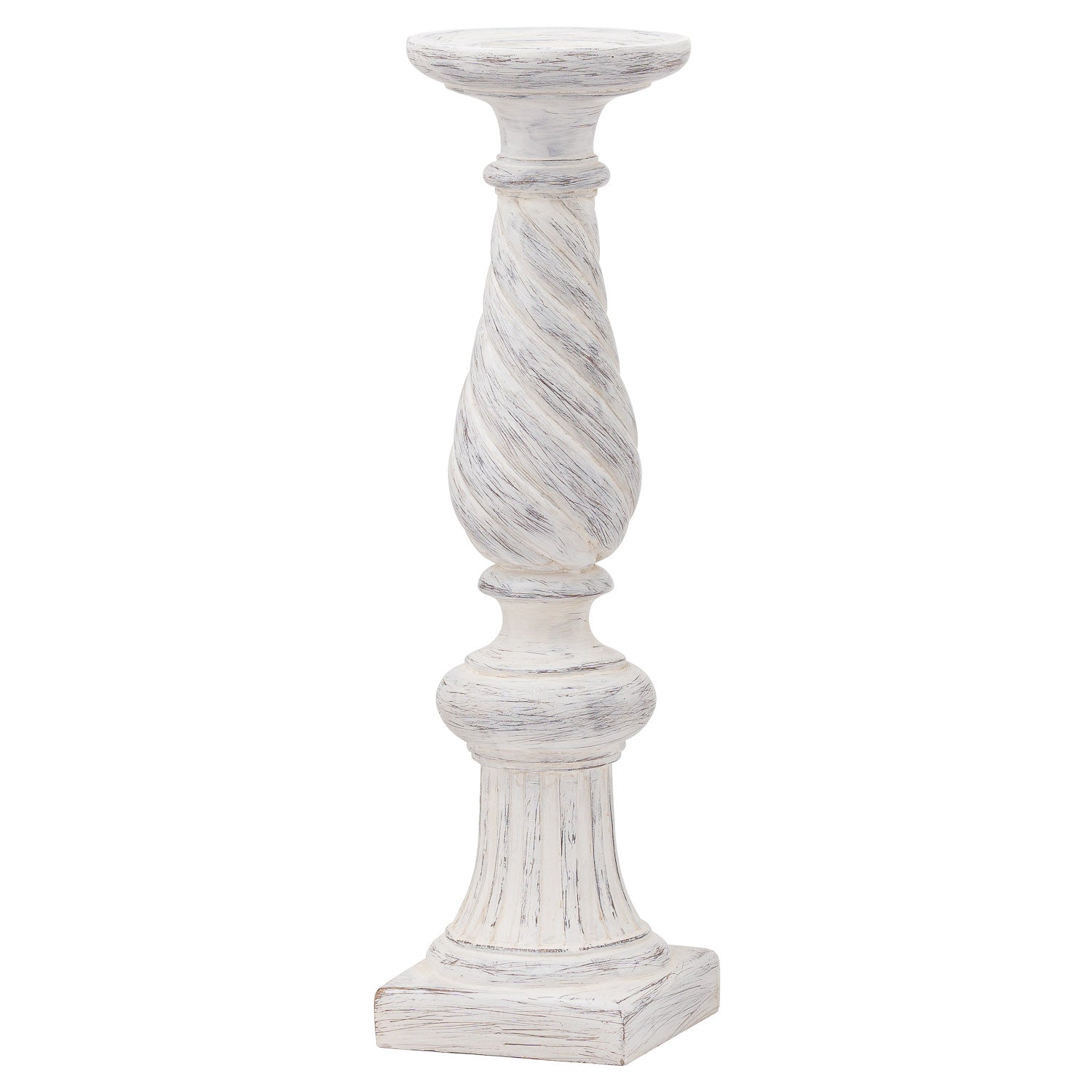 Hill Interiors Antique White Twisted Candle Column