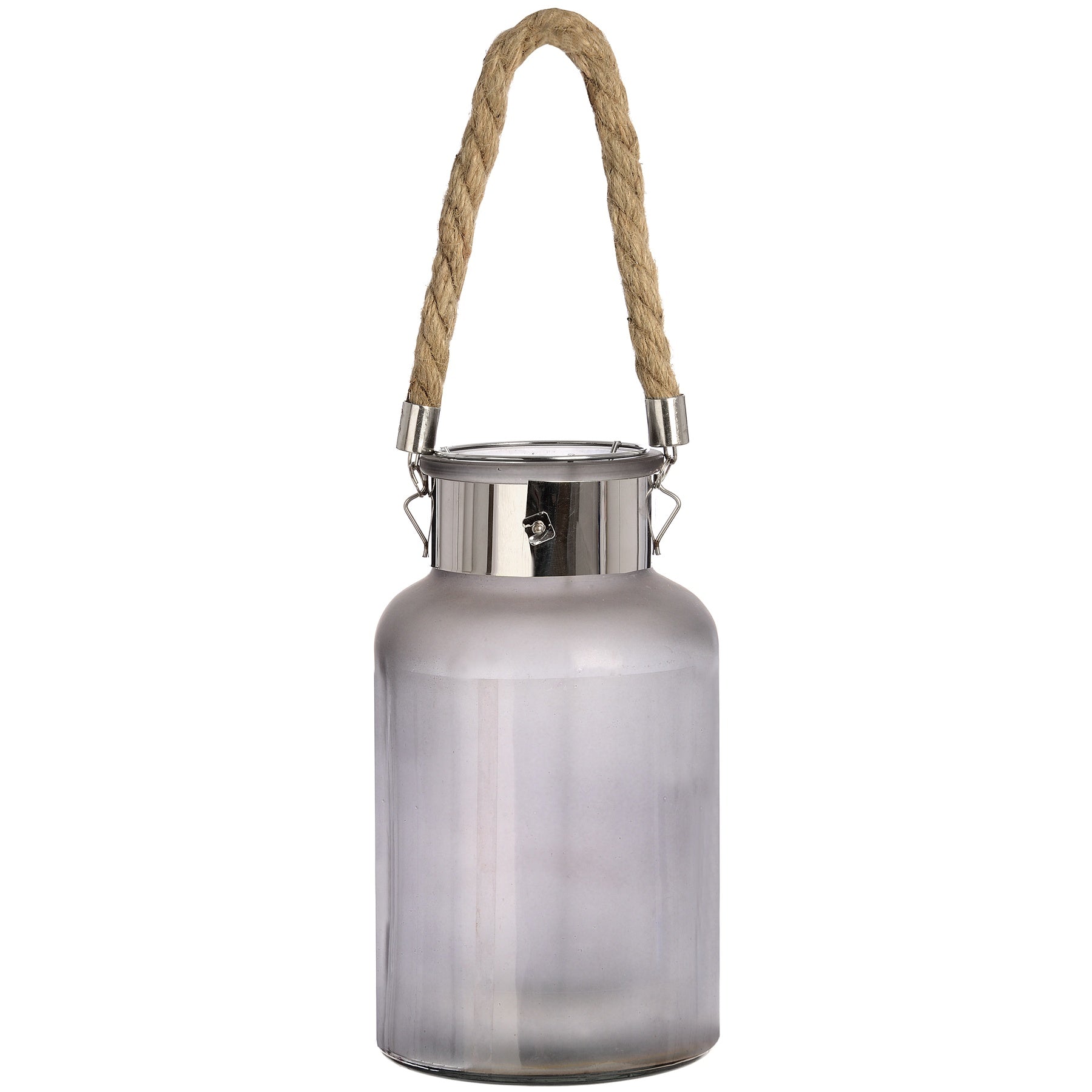 Hill Interiors Frosted Glass Lantern with Rope Detail and Interior LED