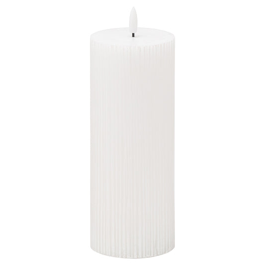 Hill Interiors Luxe Collection Natural Glow 3x8 Textured Ribbed LED Candle