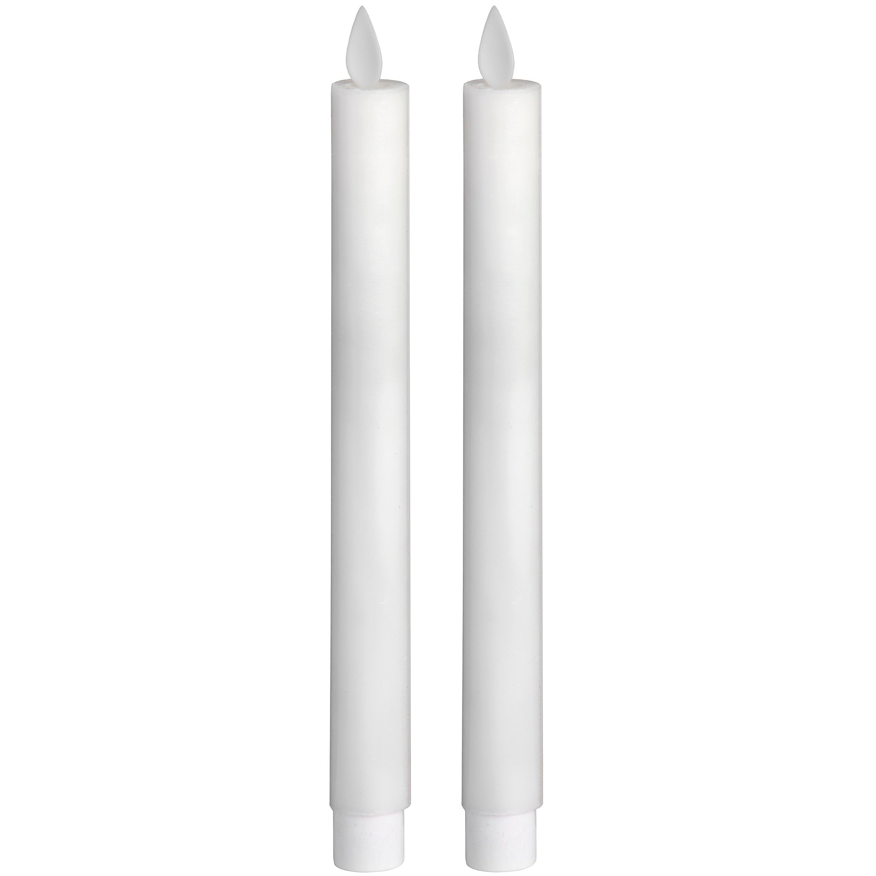 Hill Interiors Pair Of White Luxe Flickering Flame LED Wax Dinner Candles