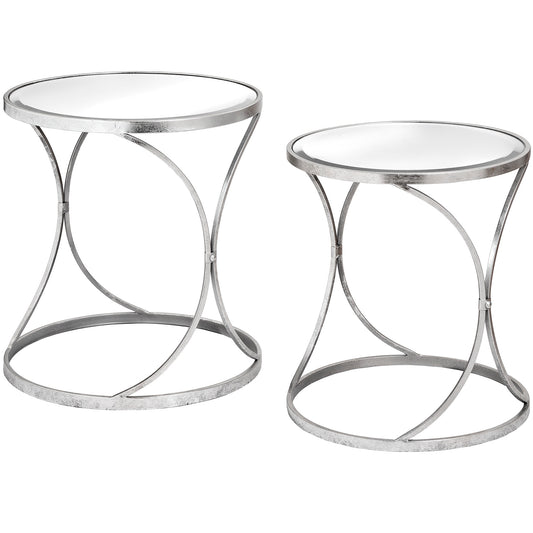 Hill Interiors Silver Curved Design Set Of 2 Side Tables