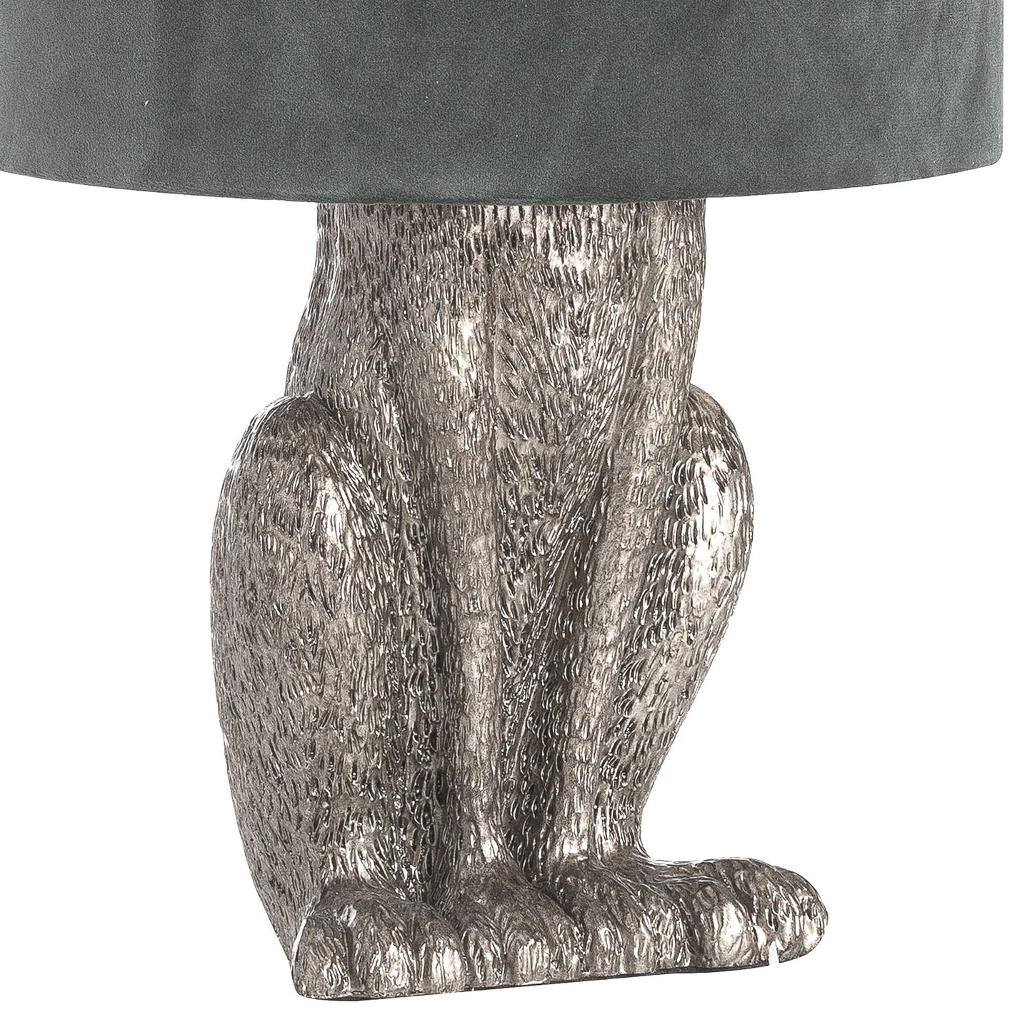 Hill Interiors Silver Hare Table Lamp With Grey Velvet Shade