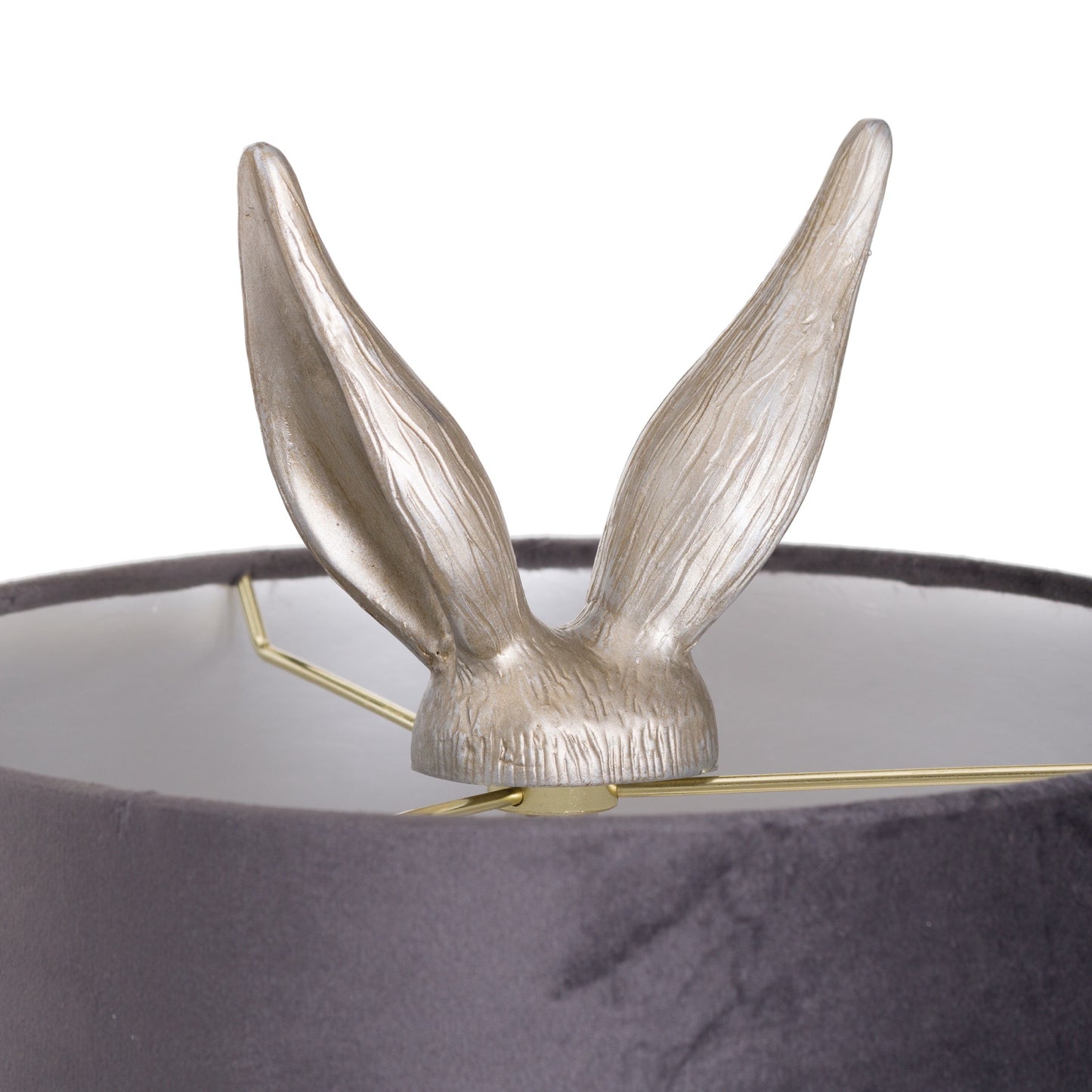 Hill Interiors Silver Hare Table Lamp With Grey Velvet Shade
