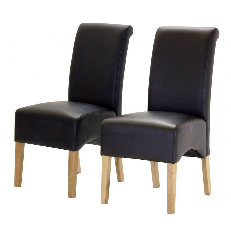 Heartlands Furniture Hilton PU Chair with Oak Legs Brown (Pack of 2)