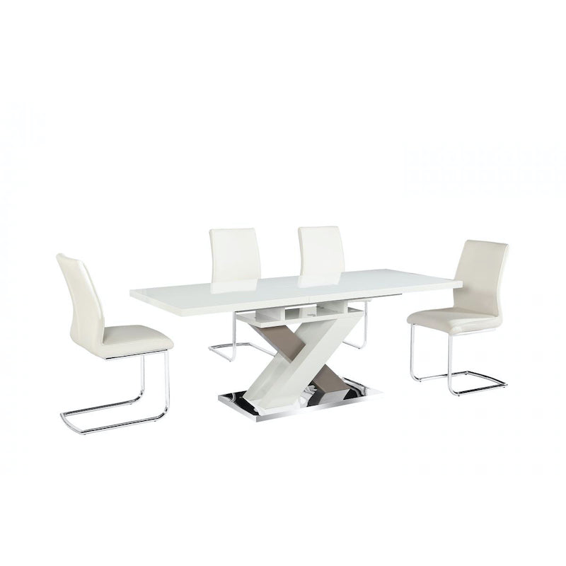 Heartlands Furniture Honora Extending Dining Table High Gloss White & Grey