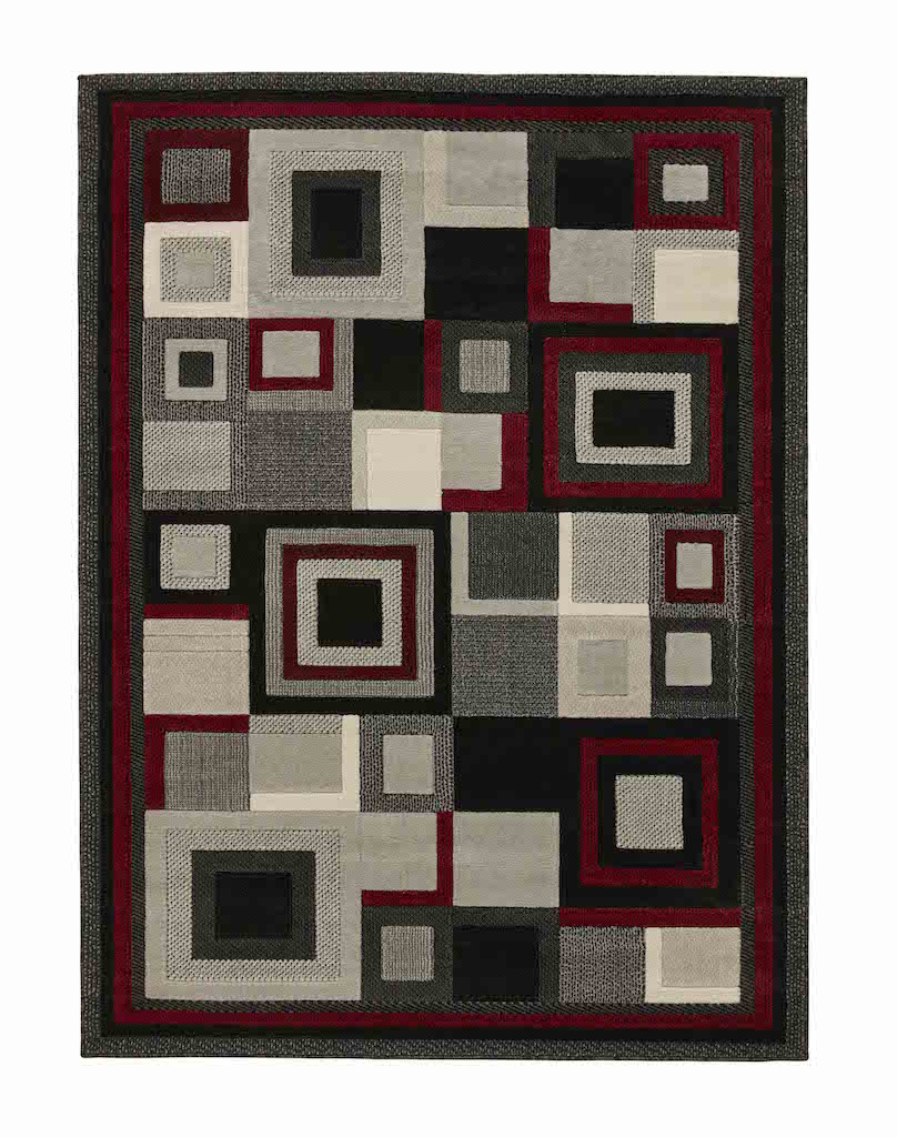 Think Rugs Hudson 3222 Black and Red Rug