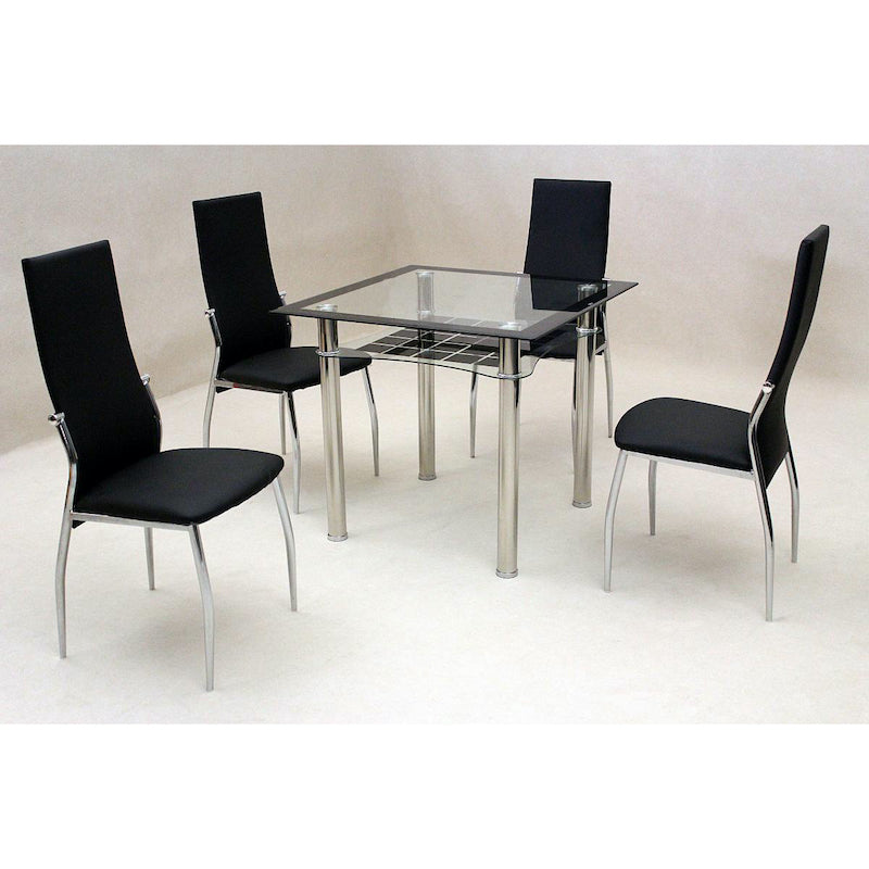 Heartlands Furniture Jazo Black Dining Table Chrome