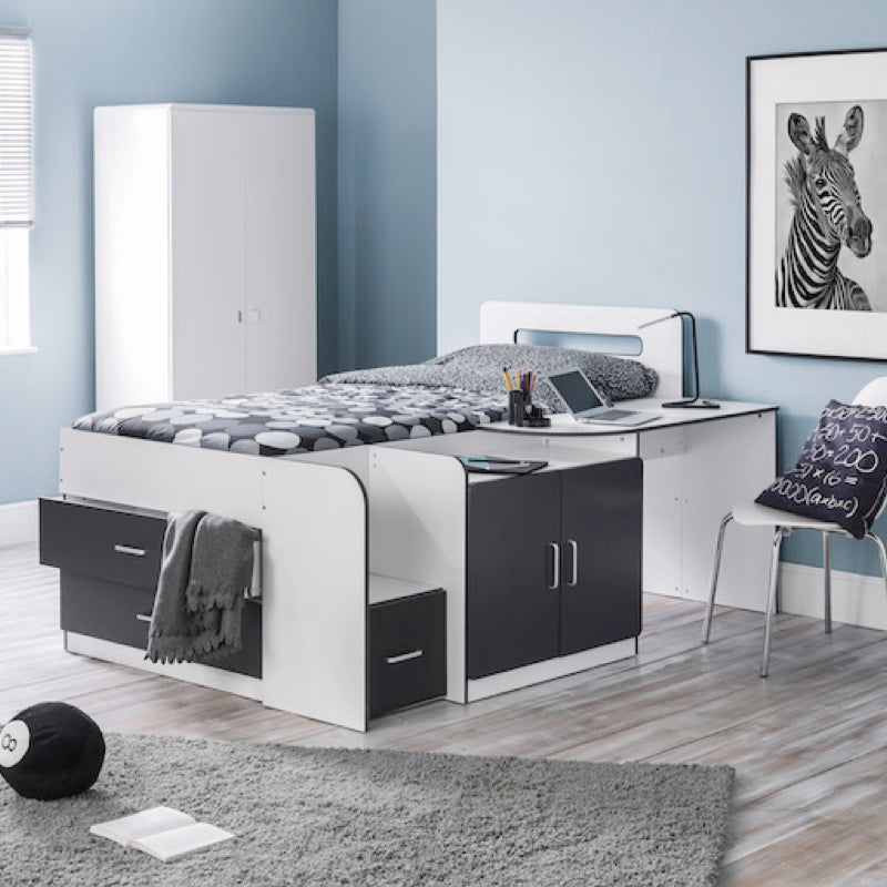 Julian Bowen Cookie Cabin Bed in White and Charcoal